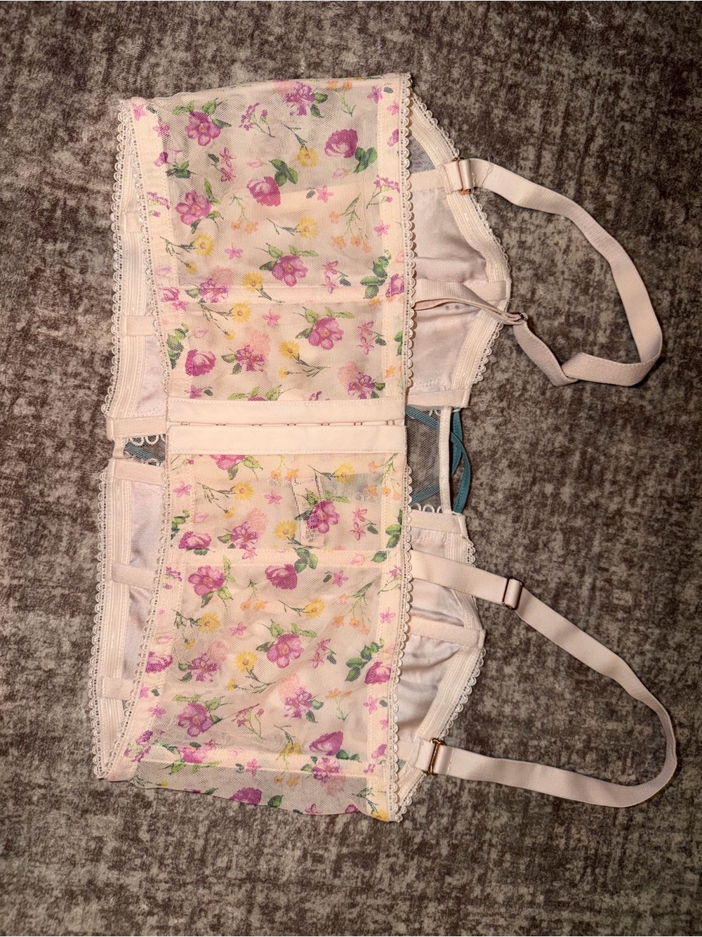 Victoria's Secret Pale Pink Floral Lace-Up Bustier - Picture 3 of 4